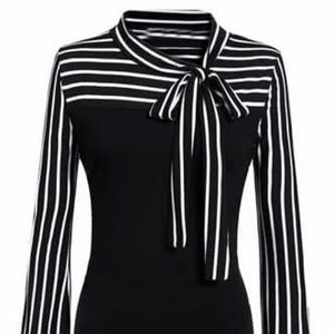 Tie-Neck Striped Blouse
